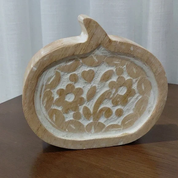 Wooden Pumpkin Decor with Floral Design - Picture 2 of 9